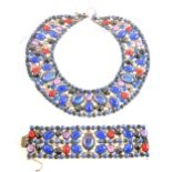 Alice Caviness - a vintage necklace and bracelet suite, circa 1960, the ant
