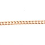 A 9 carat rose gold bracelet, 8mm gauge solid curb links fitted with a swiv