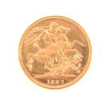 A Gold Full Sovereign, Victoria Jubilee Head, 1887, Jubilee Mint.