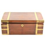 A Victorian brass banded mahogany writing box, slope front interior, width