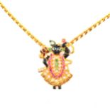 A hallmarked 22 carat yellow gold chain necklace and pendant, the 2.3mm gau