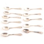 Eleven silver bright cut teaspoons, Samuel Davenport, London 1790