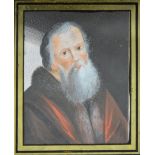 English School, 19th Century, Bearded gentleman reading, miniature watercol