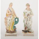 A Staffordshire earthenware figure of Venus with Cupid, in the manner of En