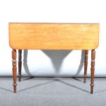 A Victorian mahogany Pembroke table, rectangular top, rounded corners, two