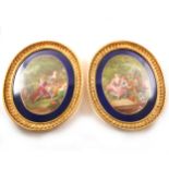 A pair of Sevres inspired oval porcelain plaques, Tiche, modern, printed de