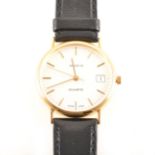 Geneve - A gentleman's 9 carat yellow gold quartz wristwatch, circular whit
