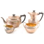 Silver four-piece tea set teaset, Henry Stratford Ltd, Sheffield 1915, oval