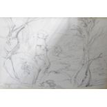 John Townsend, Bolton Abbey, pencil, 17cm x 25cm; and a companion landscape