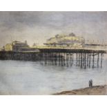 Michael Blaker, West Pier, Brighton, signed and titled hand coloured etchin