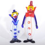 Two Italian Murano glass clowns, 37cm and 30cm.