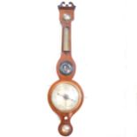 A Victorian mahogany five dial mahogany barometer, swan-neck pediment, silv