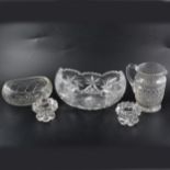 A collection of cut glass, including fruit bowls and a hors d'oeuvres set,