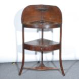 A mahogany corner washstand, depth 41cm, height 103cm.