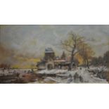 J Bradley, Evening in Holland, signed, dated 1984 and titled, oil on board,