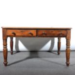 A Victorian mahogany desk, rectangular to with leather inset, rounded corne