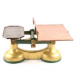 A set of Avery platform scales, repainted, width 46cm.