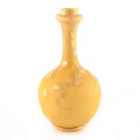 Satin glass cream tinted opaque glass vase, gilt painted decoration, 26cm.