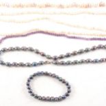 A collection of pearl necklaces and bracelet, an 8.5mm pearl necklace, vary