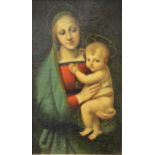 After Raphael, Madonna and Child, oil on board, 42cm x 26cm.