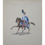 English School, 20th century, Horseguards, five gouache drawings, 29cm x 22