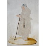 Italian School, 19th Century, Two pilgrims, a pair of watercolours with pin
