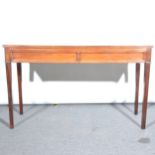 Edwardian mahogany side table, with ebonised stringing, fitted with two fri