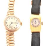 Two gold lady's watches, a 9 carat yellow gold cased watch dated London imp
