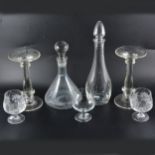 Crystal ship's decanter, 29cm, another contemporary decanter, a pair of gla