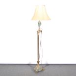 A brass standard lamp, in the Neo Classical taste, designed with an urn, ov