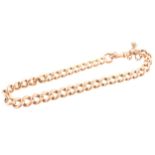 A 9 carat rose gold bracelet, the solid curb links graduating from 6mm to 7