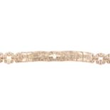 An Art Deco paste set panel bracelet marked Sterling, 15mm wide, 20cm long.