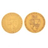 Two Gold Spade Guineas, George III, 1787, 1791.