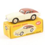 Dinky Toys; no.167 A.C. Aceca Coupe, two-tone cream and brown body, cream ridged hubs, in original