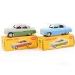 Two Dinky Toys; no.164 Vauxhall Cresta Saloon, two-tone grey and green body, grey ridged hubs,