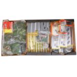 OO gauge model railway track-side accessories, three trays