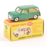 Dinky Toys; no.197 Morris Mini-Traveller, lemon interior, dark green body, chrome spun hubs
