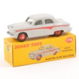 Dinky Toys; no.176 Austin A105 Saloon, light grey body with red stripe, red ridged hubs, in