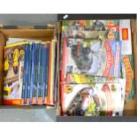 Thirteen Hornby Trains model railway catalogues; 1997 to 2020, and a box full of The Collector