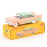 Dinky Toys; no.178 Plymouth Plaza, two-tone pink and green body, chrome spun hubs, in original box