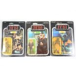 Three Star Wars figures, Teebo, Klaatu, Ree-Yees, Palitoy and Kenner, all in original Return of the