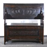 Victorian oak monk's bench,