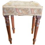 Victorian mahogany stool, needlework upholstery