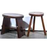 Two oak stools