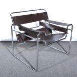 A chrome and leather 'Wassily' lounge chair, after Marcel Breuer