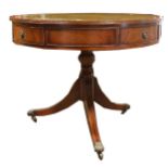 Reproduction mahogany drum top table,