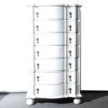 White painted serpentine tallboy chest of drawers