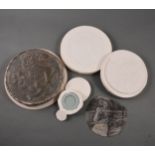 Mary Milner Dickens - a quantity of plaster and rubber coin dies and other plaster castings