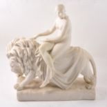 Minton Parian statue, Una and the Lion, after John Bell