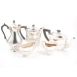 A matched Britannia metal four-piece teaset, , etc.